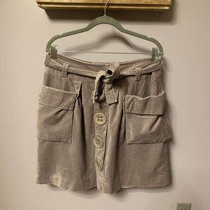 Anthropologie Elevenses Grey Velvet Skirt Size 10